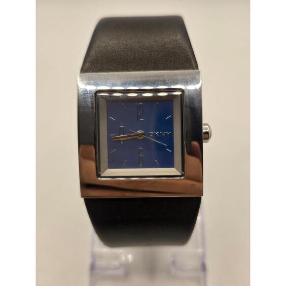 DKNY #4062 Square Stainless Steel Ladies' Watch. Blue/Mirror Dial. l - Picture 1 of 8